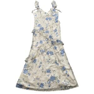 New BP Womens Size XL Floral Print  Asymmetric Ruffle Tiered Maxi Dress
